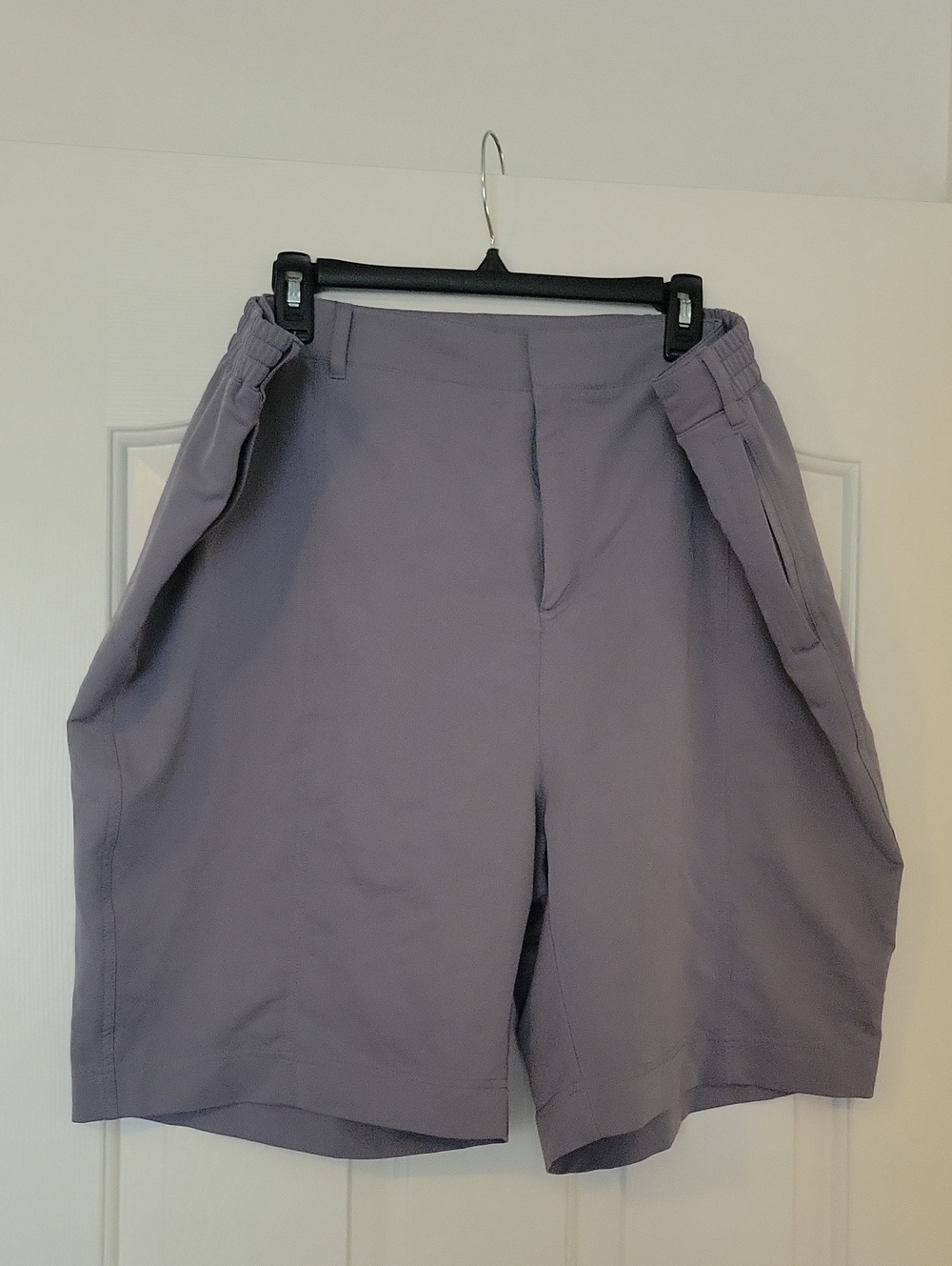 High-Rise Gray Women's Shorts with Elastic Back Waist